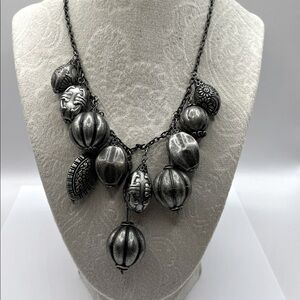 Artistic Silver Charm Necklace Nugget Kumquat Nut Pumpkins Necklace Chunky